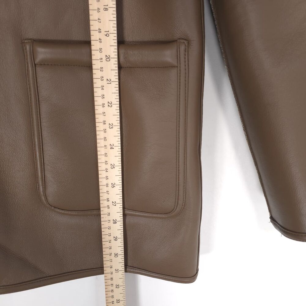 JASON WU New Women's Faux Leather Coat Sherpa Lined Brown Jacket MEDIUM Chic - Picture 4 of 14